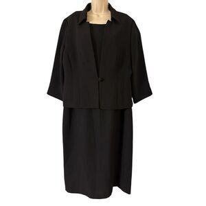 Jessica Howard Black Two Piece Sleeveless Dress With Jacket-Size 18